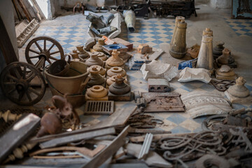 Abandoned Mansion Luxury Palace Castle Interior with Vintage Architecture and Decay