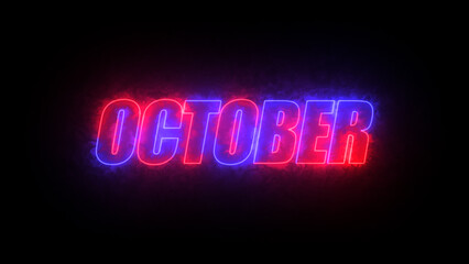 October text in black background.