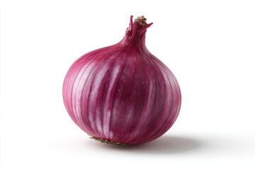 Red Onion Freshness: A vibrant, photorealistic view of a single red onion. showcasing freshness and flavor in a close-up.