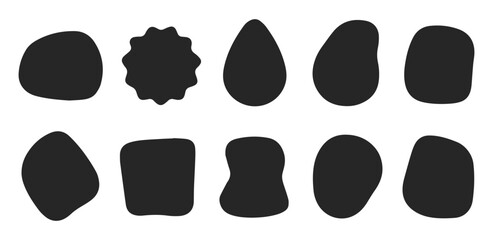 Abstract organic shape set. Simple geometric blob and minimal flat design element for background, cover, sticker, scrapbook	