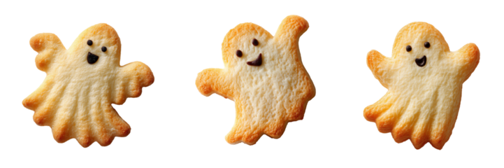 transparent PNG image of Ghost-Shaped Halloween Cookies with Chocolate Faces