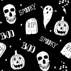 skeleton seamless pattern, Halloween texture textile design 