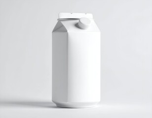 A tall, blank white carton stands upright with a cap against a gray background
