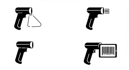 Dynamic barcode scanner icons showcase modern data capture technology for retail, inventory, and logistics, illustrating efficient scanning processes.