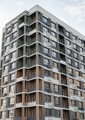 Fototapeta premium Construction of multi-apartment residential buildings. Construction of a house.