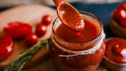 Homemade tomato sauce with fresh ingredients