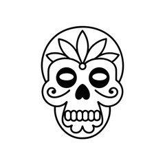 Decorated sugar skull outline