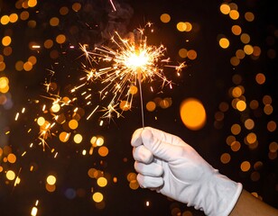 Sparkler in Hand, Night Celebration.