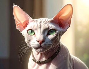 Close Up Portrait of a Sphinx Cat.