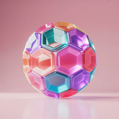 Naklejka premium Abstract Geometric Sphere Colorful Hexagons 3D Rendering Modern Art Design Background Wallpaper