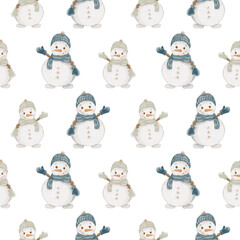 Cute snowman pattern for festive fabric, wrapping, and wallpaper designs