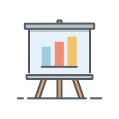 Professional Presentation Board Icon in Monoline Style