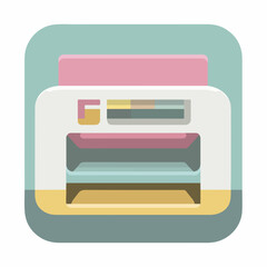 Minimalist Printer Icon in Soft Colors
