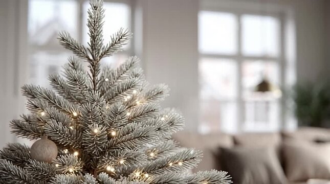 A Christmas tree decorated with glowing lights radiating pure holiday spirit  
