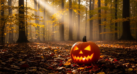 halloween pumpkin in the forest