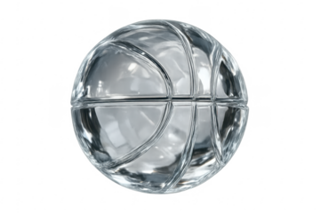 Glass basketball ball on transparent background representing sport concept