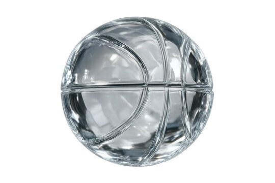 Glass basketball ball on transparent background representing sport concept