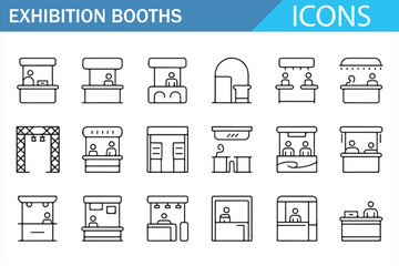 Trade Show Booth Icons for Business Marketing and Event Planning