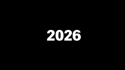 clean black background with large simple numbers 2026  minimalist design, space for text