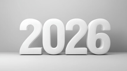 clean white background with large simple numbers 2026  minimalist design, space for text