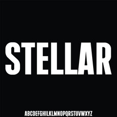 Geometric futuristic stellar alphabet display font vector illustration