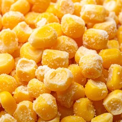 Frozen corn kernels close-up