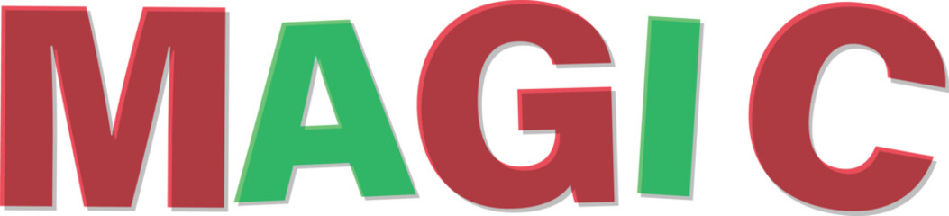 Red Green Overlapping Text Magic Word Text Design lettering typography