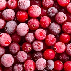 Frozen cranberries close-up