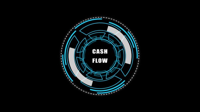 Digital HUD Display Featuring cash flow Acronym on a black Tech Background security	