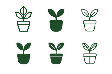 Nature Vibe Logos. Nature vibe package design. Set Logo of Nature vibe package design: potted plant. harmonious logo variations of the same emblematic concept,