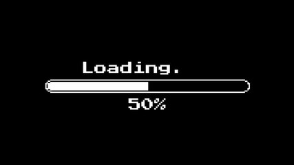 Loading bar progress, 0 to 100 % 8 bit theme, loading retro game - Powered by Adobe