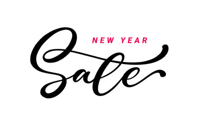 New Year Sale hand lettering calligraphy.