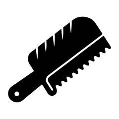Illustration of a black drywall saw, a hand tool used for cutting drywall or plasterboard