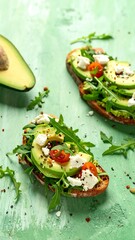 Healthy avocado toast with feta