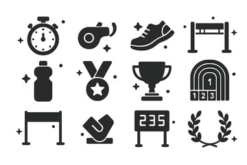 Symbols of Greatness. Greatness. Hand-drawn doodle illustration greatness mountain peak (accented), flag, crown (accented), star, laurel wreath (accented),