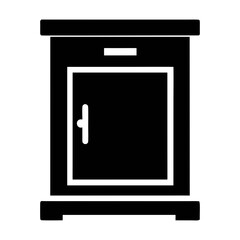 Illustration of a black nightstand with a drawer and a door perfect for furniture stores and interior design projects