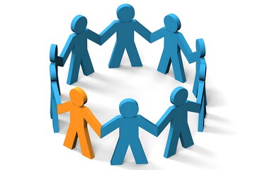 paper people holding hands together