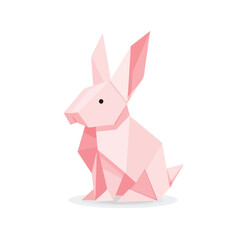 Pink Origami Rabbit Icon Cute Geometric Paper Animal Art Vector Illustration