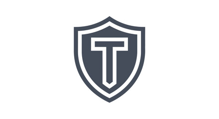 Abstract Shield Logo with Letter T, Symbolizing Protection and Security for Various Industries