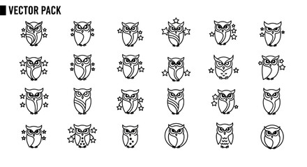 Fototapeta premium Vector pack of minimalist owl illustrations perfect for branding and decoration projects