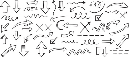 Collection of Hand Drawn Arrows Creative Direction and Design Elements for Presentations Flowcharts and Visual Communication