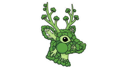 Fototapeta premium Unique Broccoli Deer Head Illustration with Antlers for Healthy Lifestyle Concepts