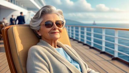 Relaxing on a cruise ship deck with ocean view and sunlight