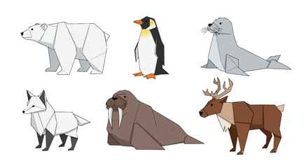 Charming Origami Arctic and Antarctic Animals Collection Polar Bear Penguin Seal Fox Walrus Reindeer