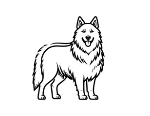 Outlined Drawing of a Happy Husky Dog.
