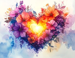 Heart of flowers, vibrant hues