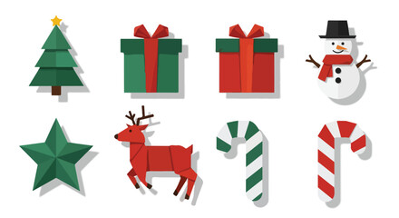 Flat Design Christmas Icons Festive Holiday Symbols for Greeting Cards Websites Decorations