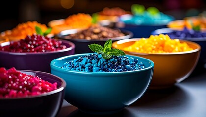 Colorful bowls of vibrant salads