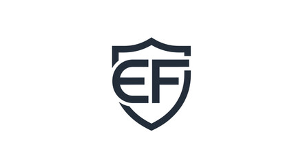 Obraz premium Elegant and minimalist EF lettermark logo design featuring a modern shield for business branding
