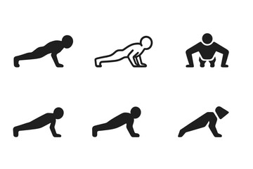 Fototapeta premium Toning Muscles Logos. Toning muscles. Set Logo of toning muscles: push-up silhouette. harmonious logo variations of the same emblematic concept, each with